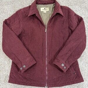 Woolrich Women’s Quilted Jacket Hazelberry Burgundy Cotton Full Zip Size L EUC